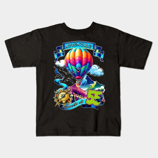 Adventure Awaits At  55 Kids T-Shirt by Syauqi Studio